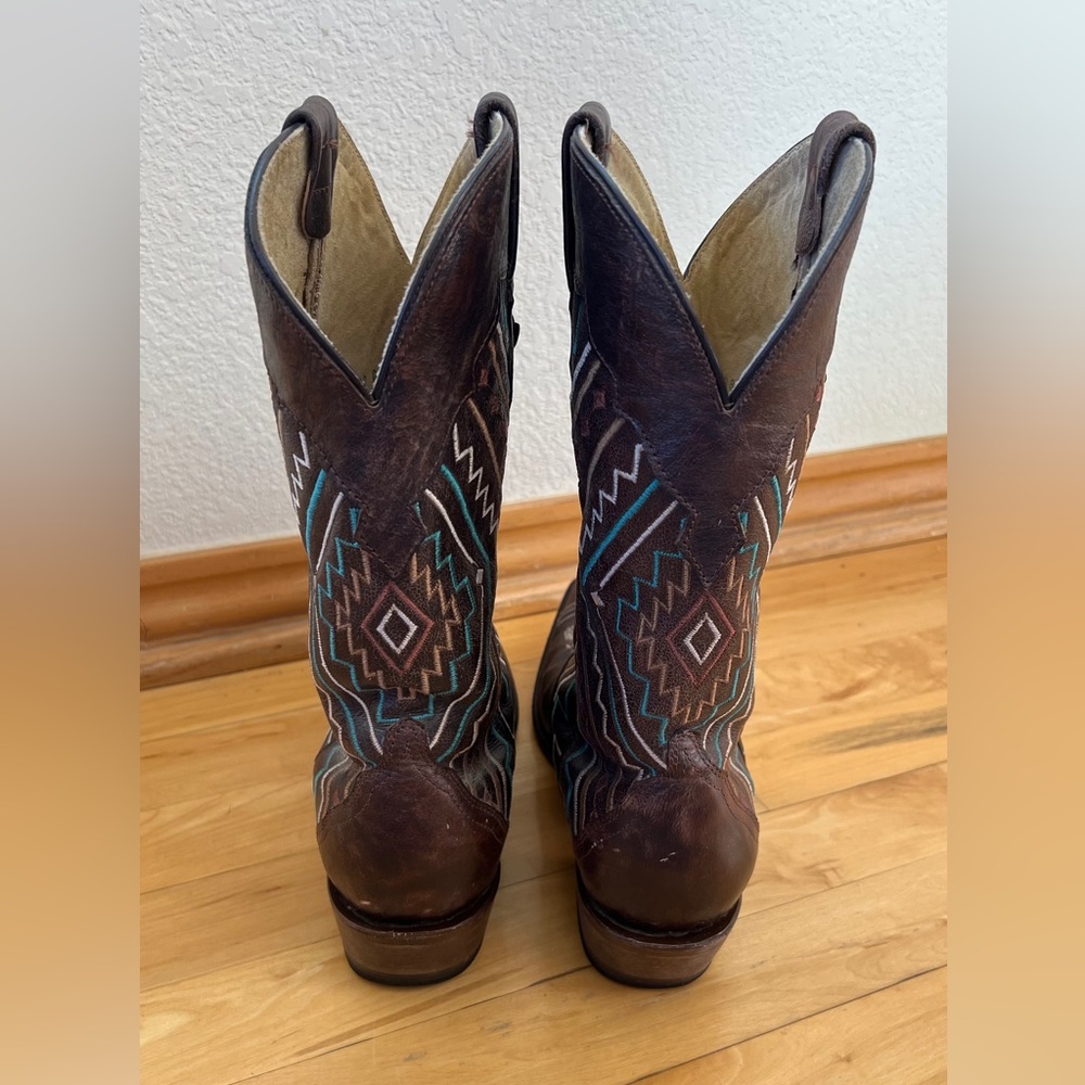 Roper Aztec Embroidered Neon Southwestern Women's Western Boots Leather Size 10 - Picture 4 of 7